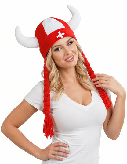 Kangaskypärä sarvilla ja letillä, Sveitsin kannattaja