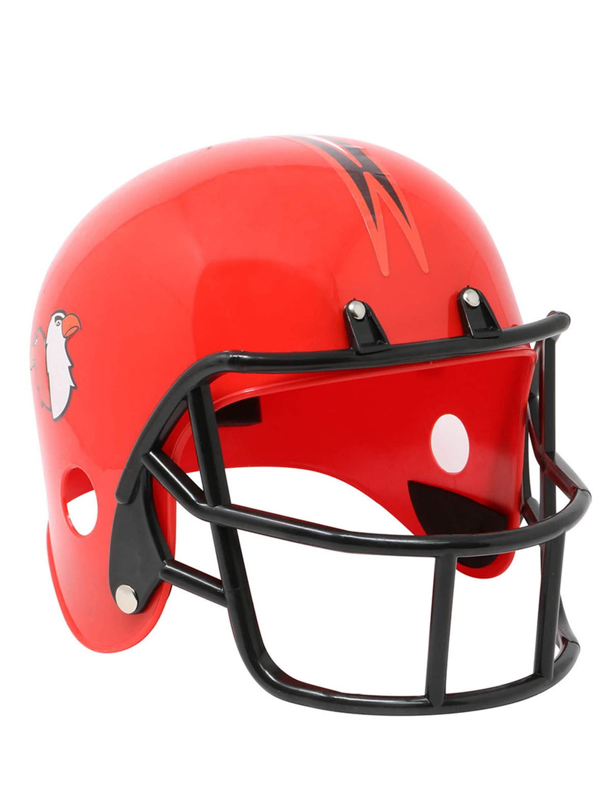 Vue de trois-quarts du casque joueur football pour adulte rouge