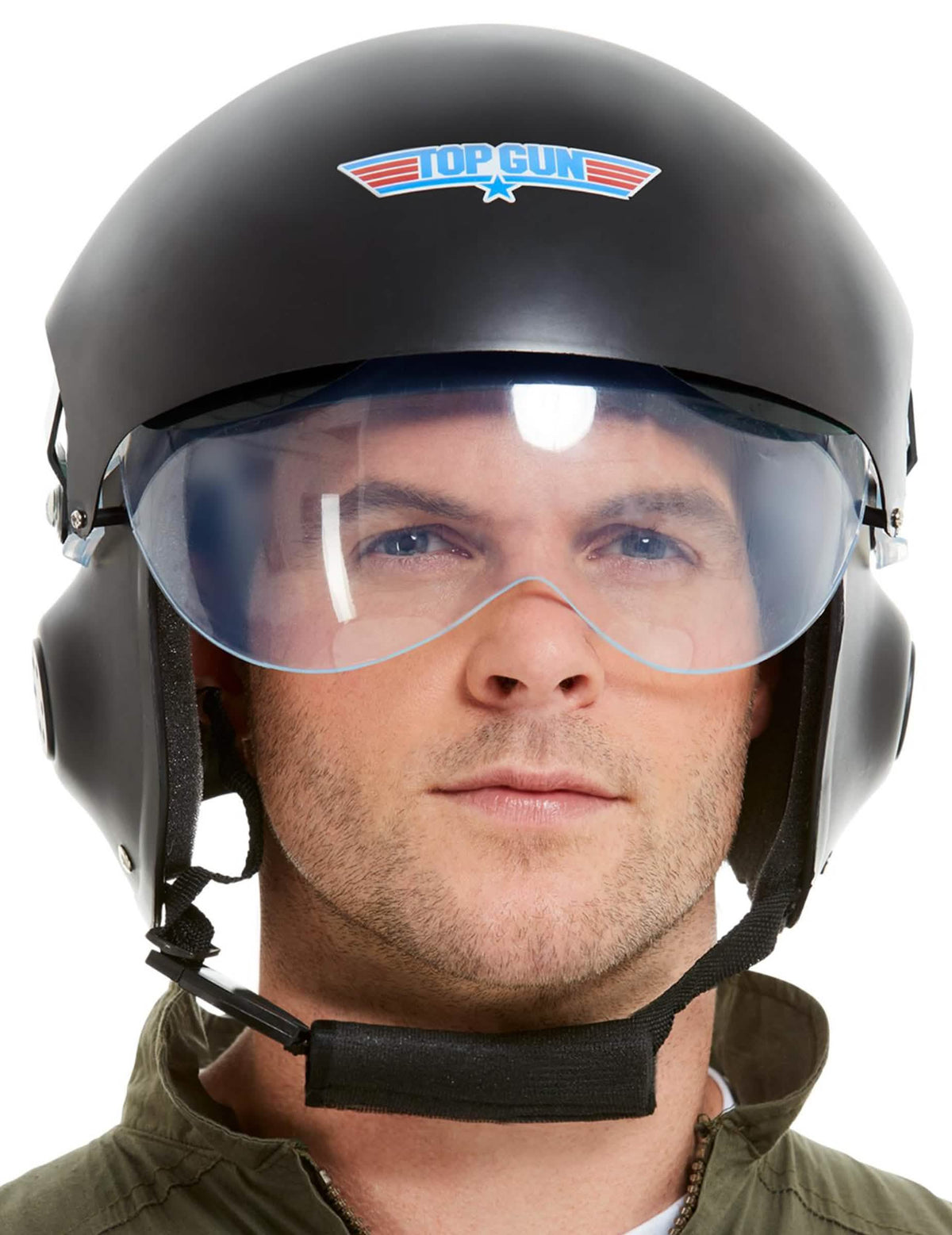 Top Gun™ Deluxe -kypärä aikuiset musta visiirillä