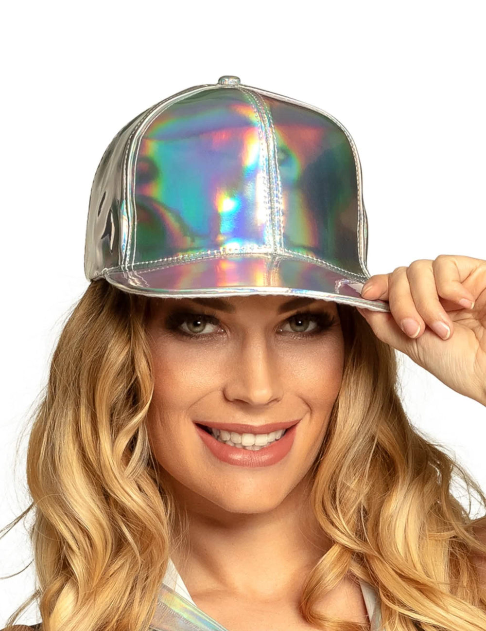 Aikuiset hopeinen irisoiva lippalakki holografisilla heijastuksilla