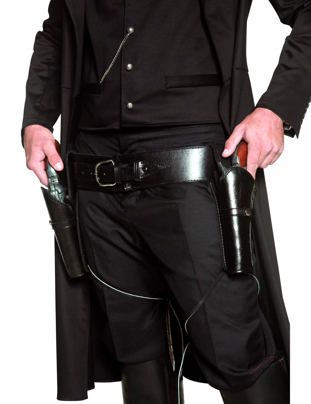 Ceinture de cowboy avec deux étuis pour adulte noire