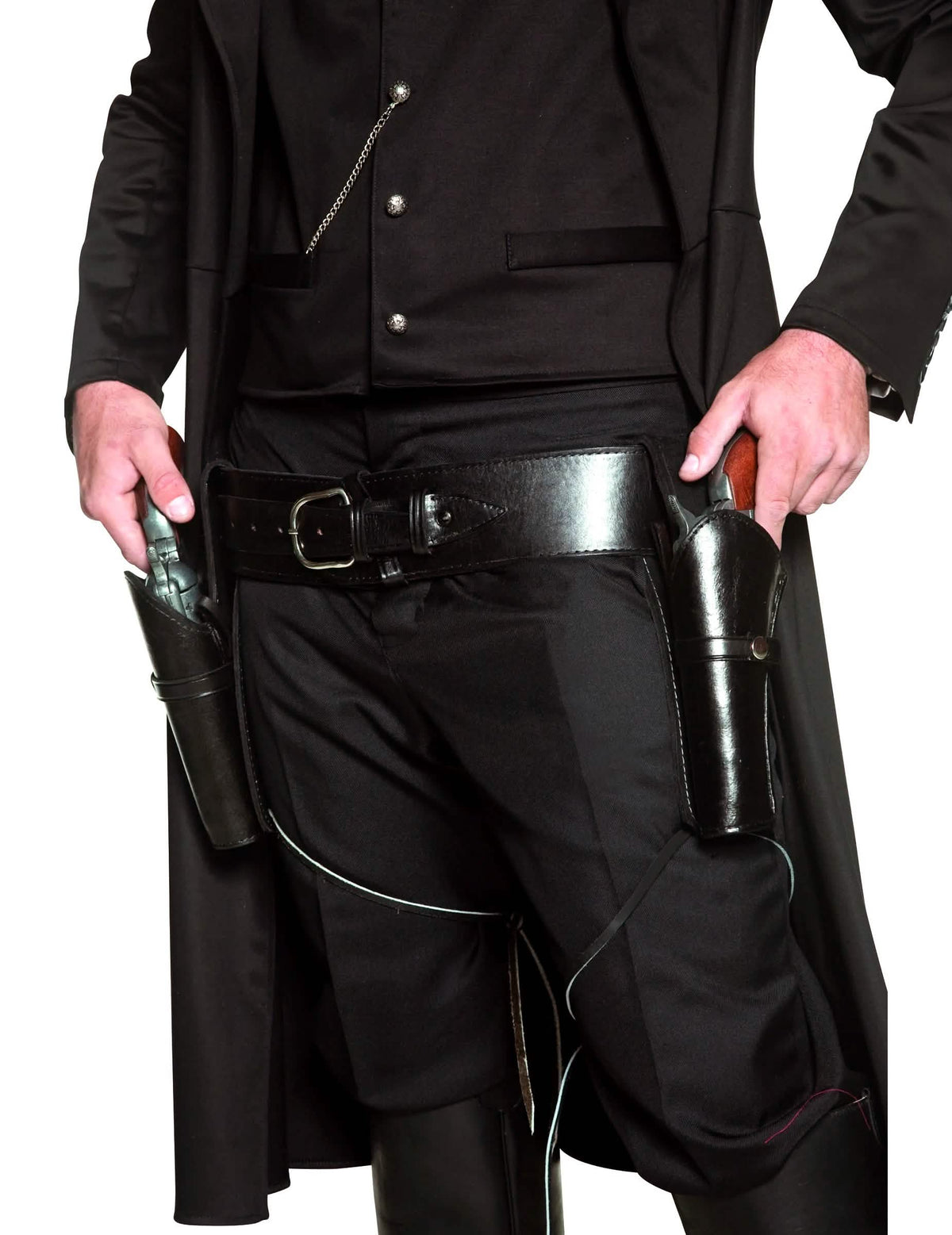 Ceinture de cowboy avec deux étuis pour adulte noire