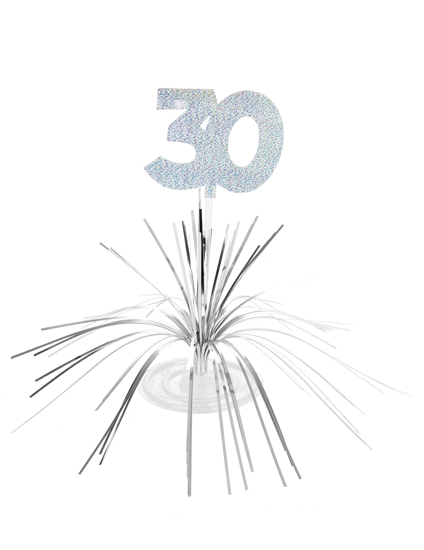 Centre de table 30 ans pour anniversaire argenté scintillant