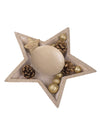 Centre de table bougeoir étoile pour noël en bois avec paillettes or