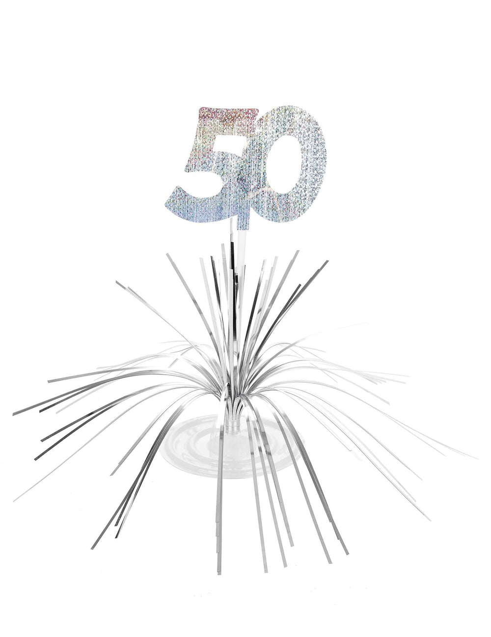 Keskipöytä 50 vuotta synttärit hopea kimalteleva