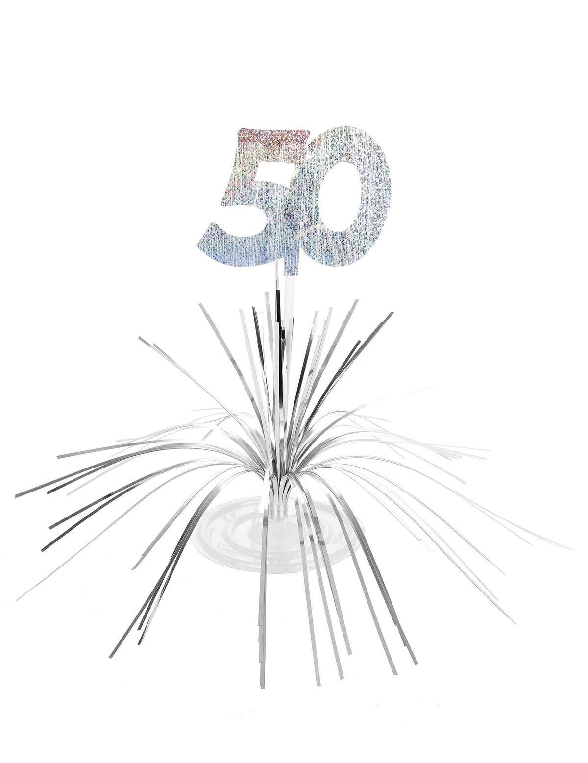 Keskipöytä 50 vuotta synttärit hopea kimalteleva