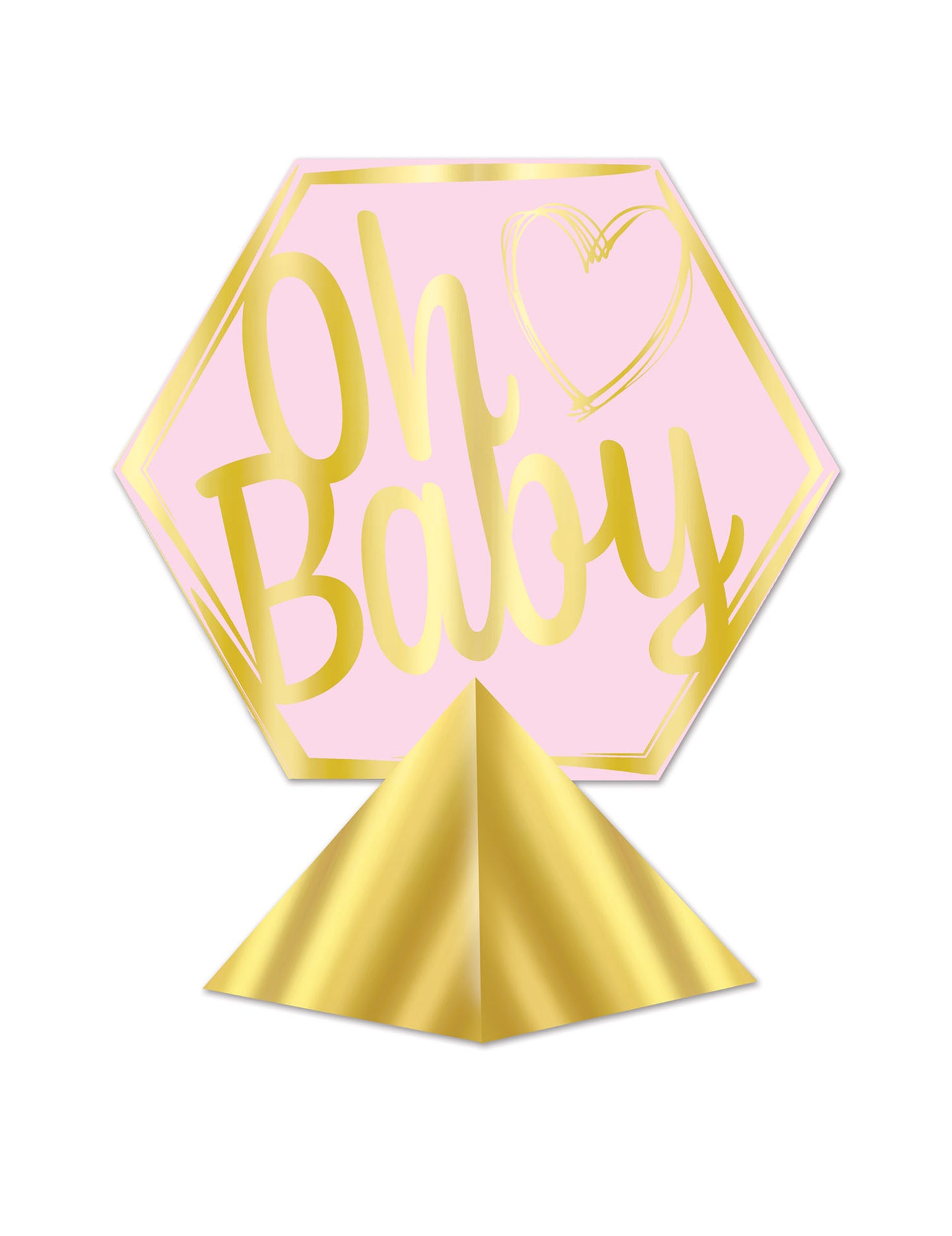 Centre de table Oh Baby pour baby shower rose et doré