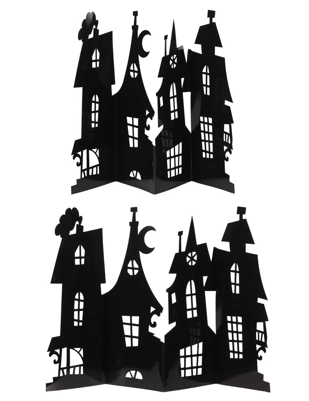 Silhouette détaillée du centre de table manoir hanté noir en carton