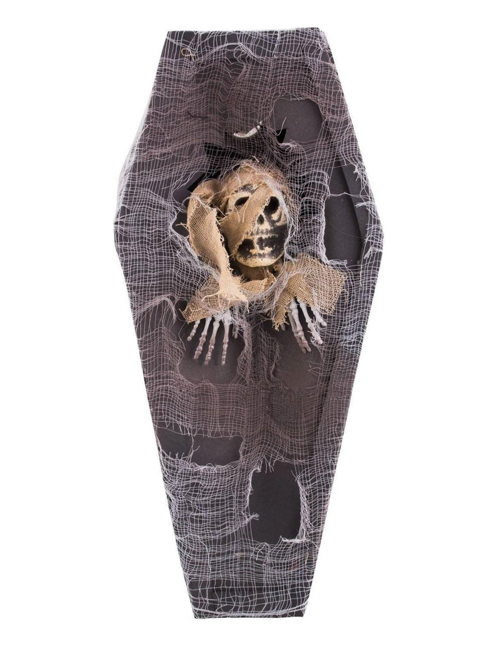 Cercueil squelette Halloween pour décoration noir avec toile d'araignée blanche et crâne