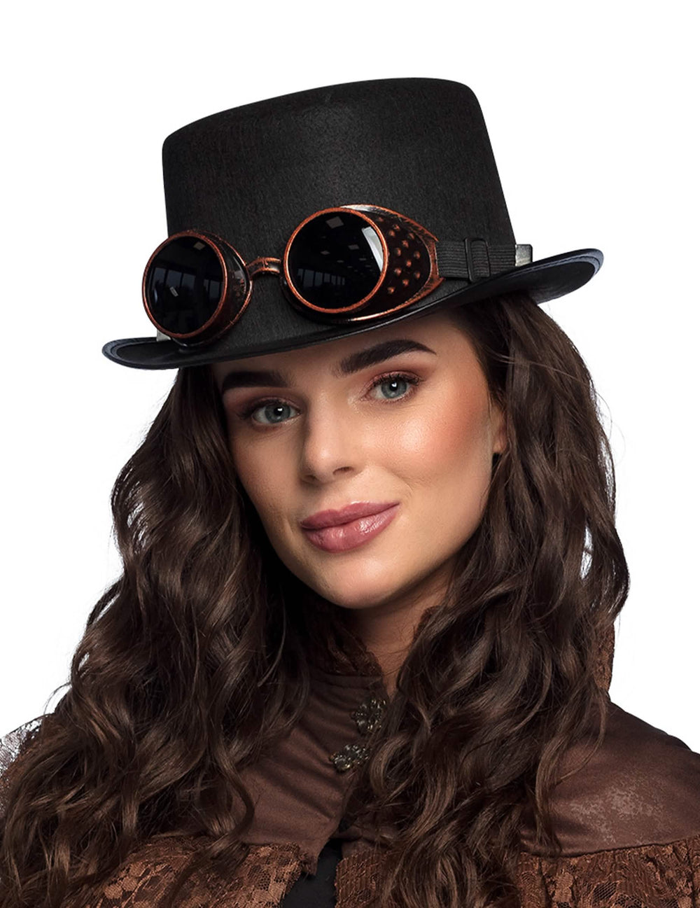 steampunk-lippis silmälasit aikuiset musta ja kuparinvärinen