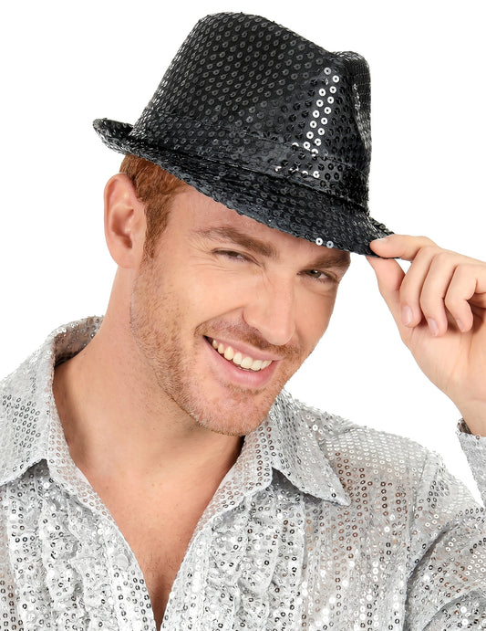 Musta borsalino-hattu aikuisille