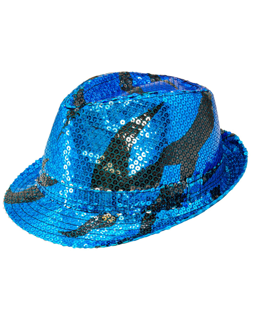 Vue de profil du chapeau borsalino à sequins vague