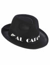Chapeau borsalino Al Capone pour adulte noir avec lettrage blanc