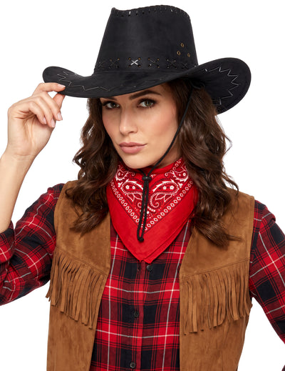 Aikuisten musta mokkapintainen hattu Cowboy
