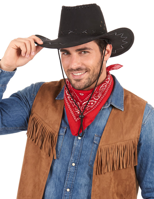 Aikuisten musta mokkapintainen hattu Cowboy
