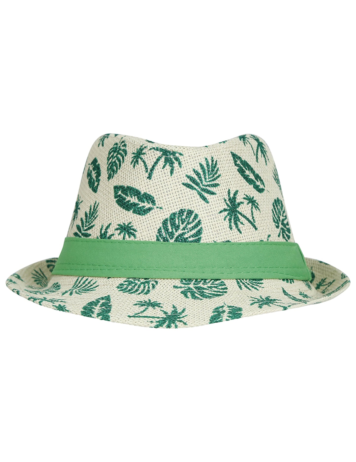Vue de face du chapeau d'été motif feuille