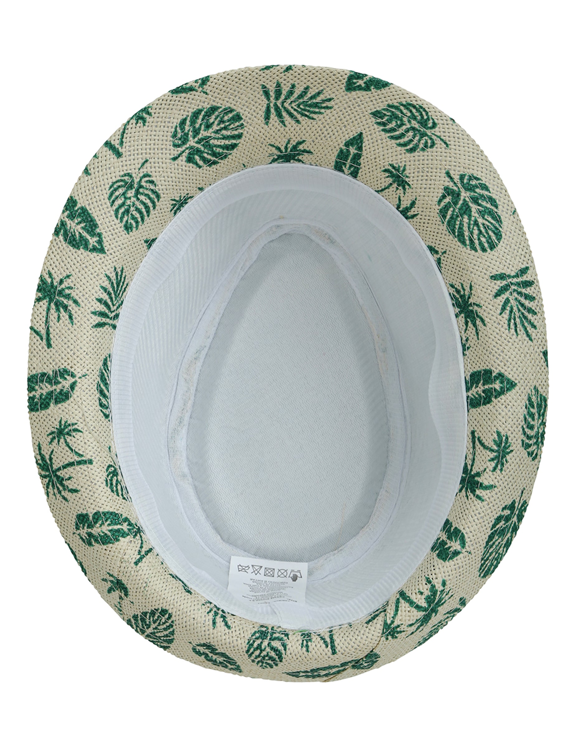 Chapeau d'été motif feuille pour enfant beige et vert