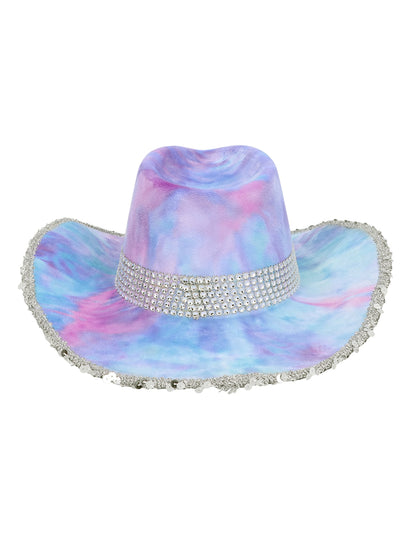 Vue d'ensemble du chapeau de cowboy tie and dye