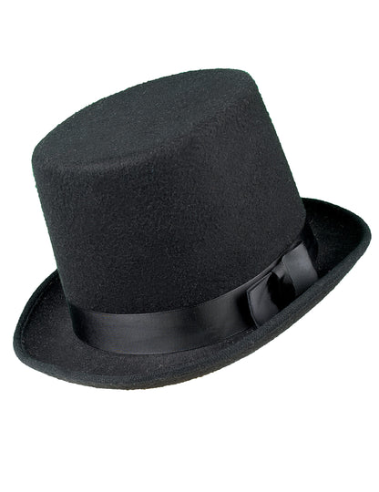 Vue de profil du chapeau haut de forme pour adulte noir avec nœud