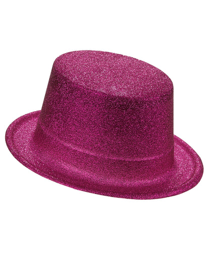 Aikuisten pinkillä glitterillä koristeltu silinterihattu