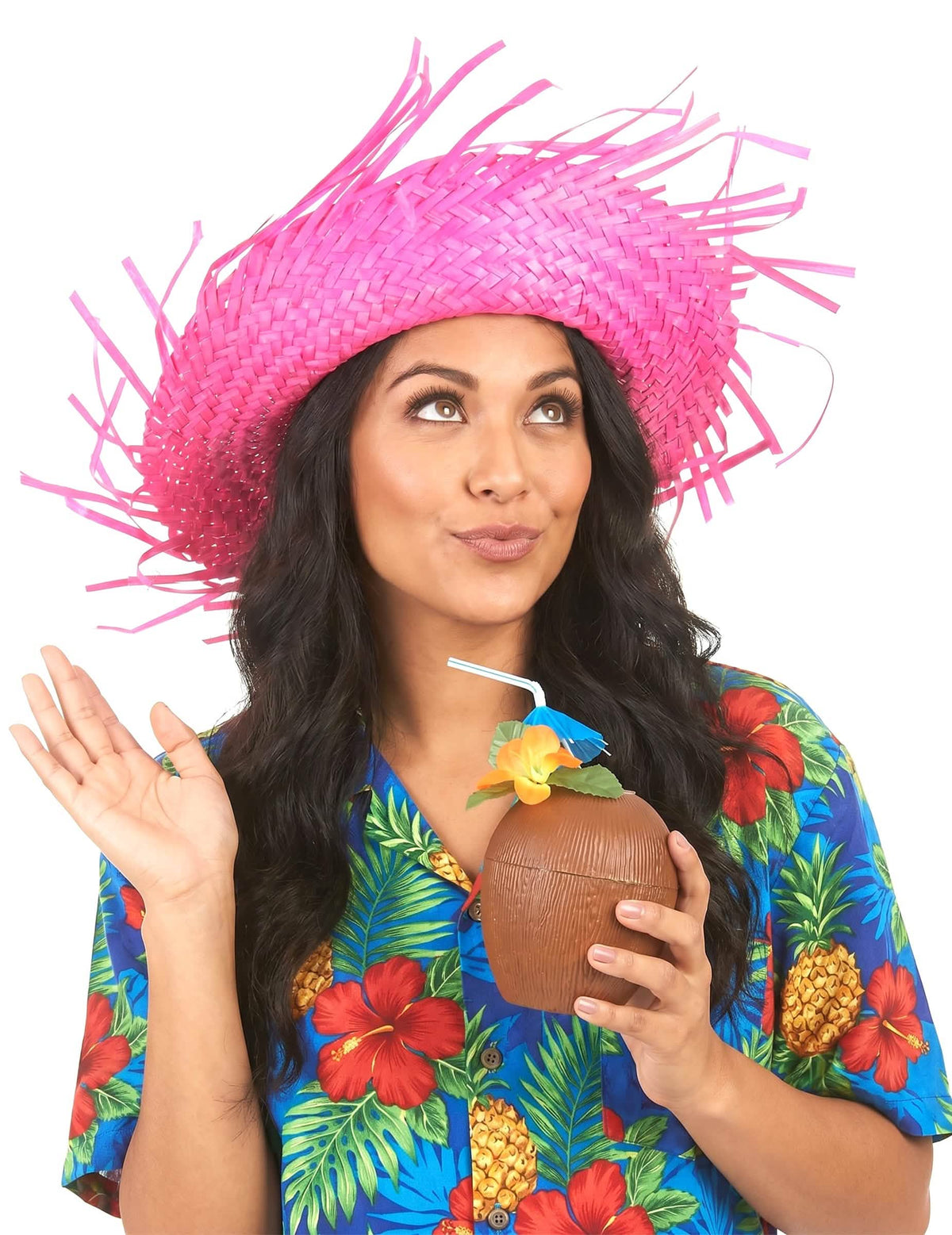 Aikuisten vaaleanpunainen Havaiji-hattu