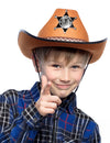Chapeau de sheriff pour enfant marron avec étoile argentée