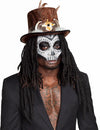 Chapeau vaudou avec cheveux pour adulte marron avec plumes et dreadlocks noires