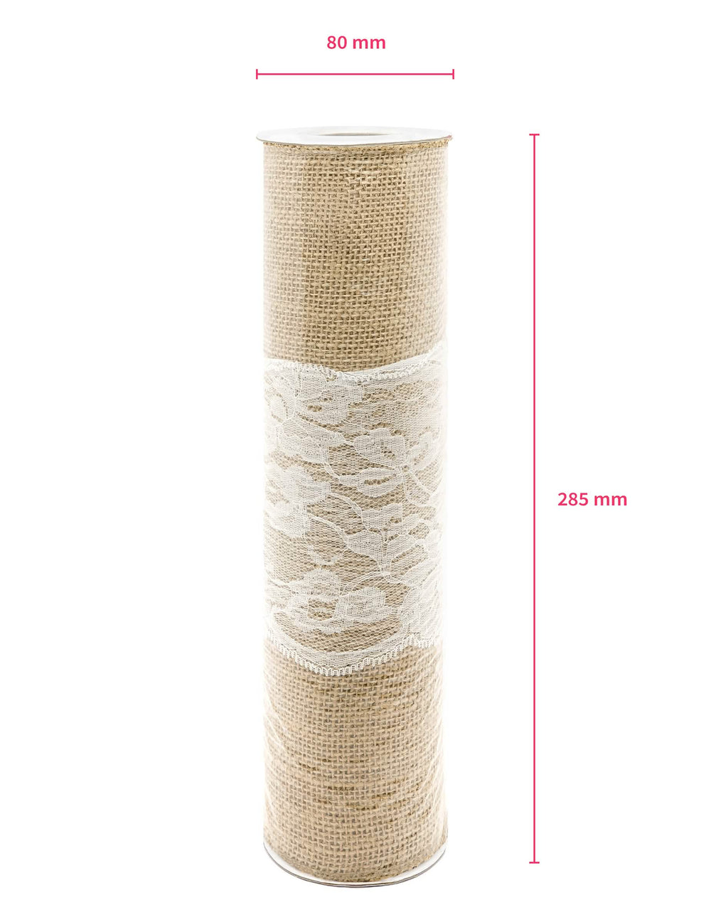 Dimensions du rouleau du chemin de table en jute centre dentelle naturel et blanc découpable