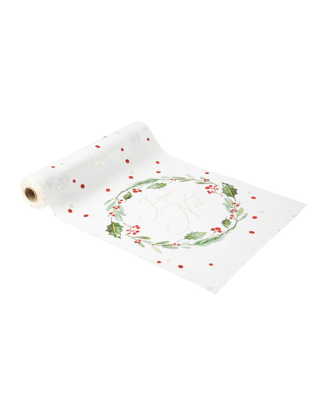 Chemin de table joyeux Noël tradi chic pour décoration en velours blanc