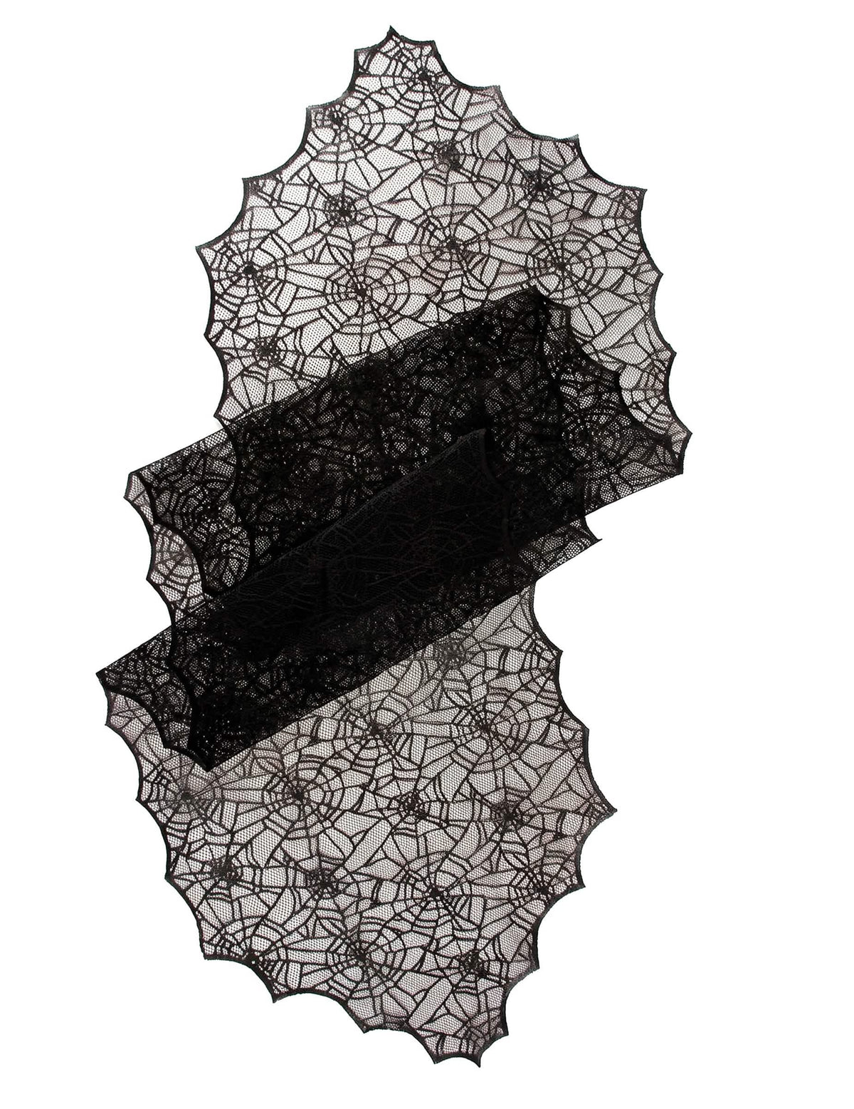 Musta pitsinen hämähäkinseitti-pöytäliina 44 cm x 1,82 m
