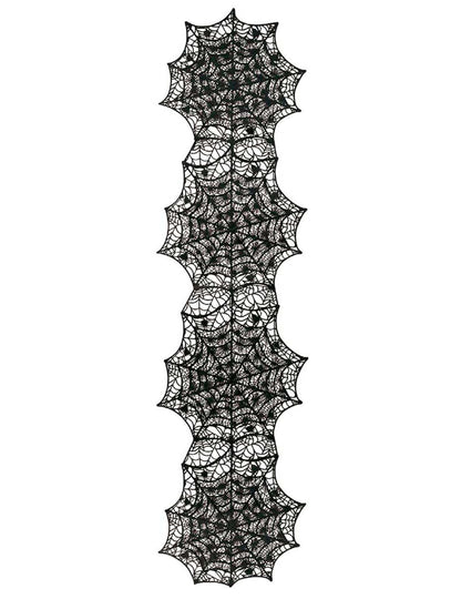 Vue d'ensemble du chemin de table toile d'araignée pour Halloween