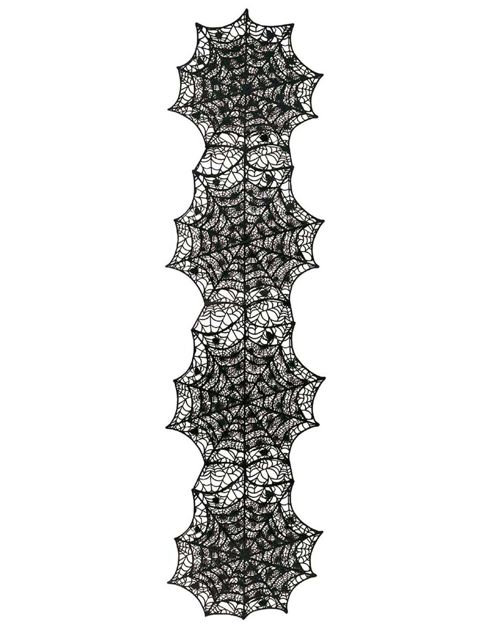 Vue d'ensemble du chemin de table toile d'araignée pour Halloween