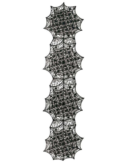 Vue d'ensemble du chemin de table toile d'araignée pour Halloween