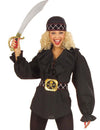 Chemise pirate pour femme noire avec ceinture à tête de mort et bandana