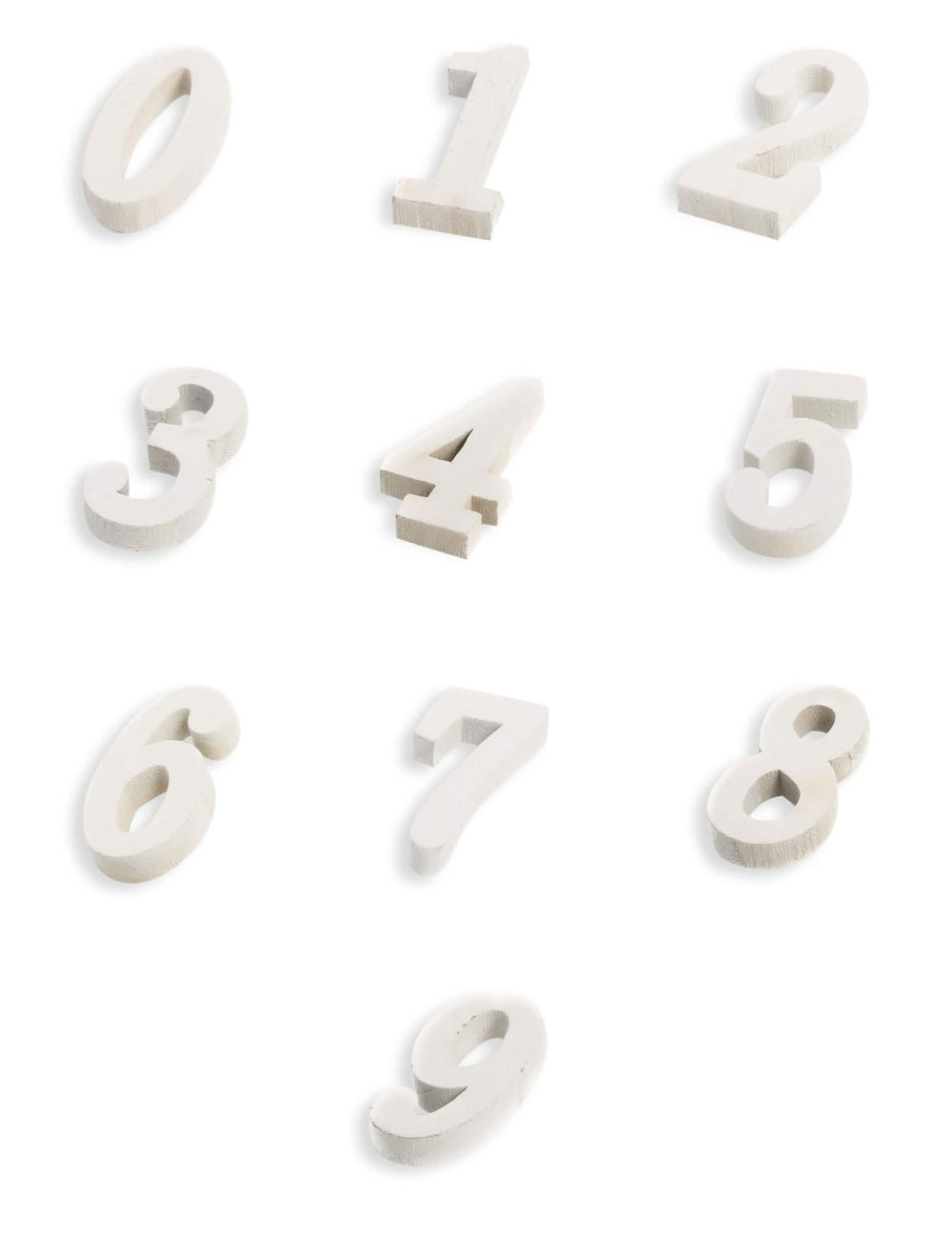 Assortiment des chiffres de 0 à 9 du chiffre en bois naturel pour mariage et anniversaire