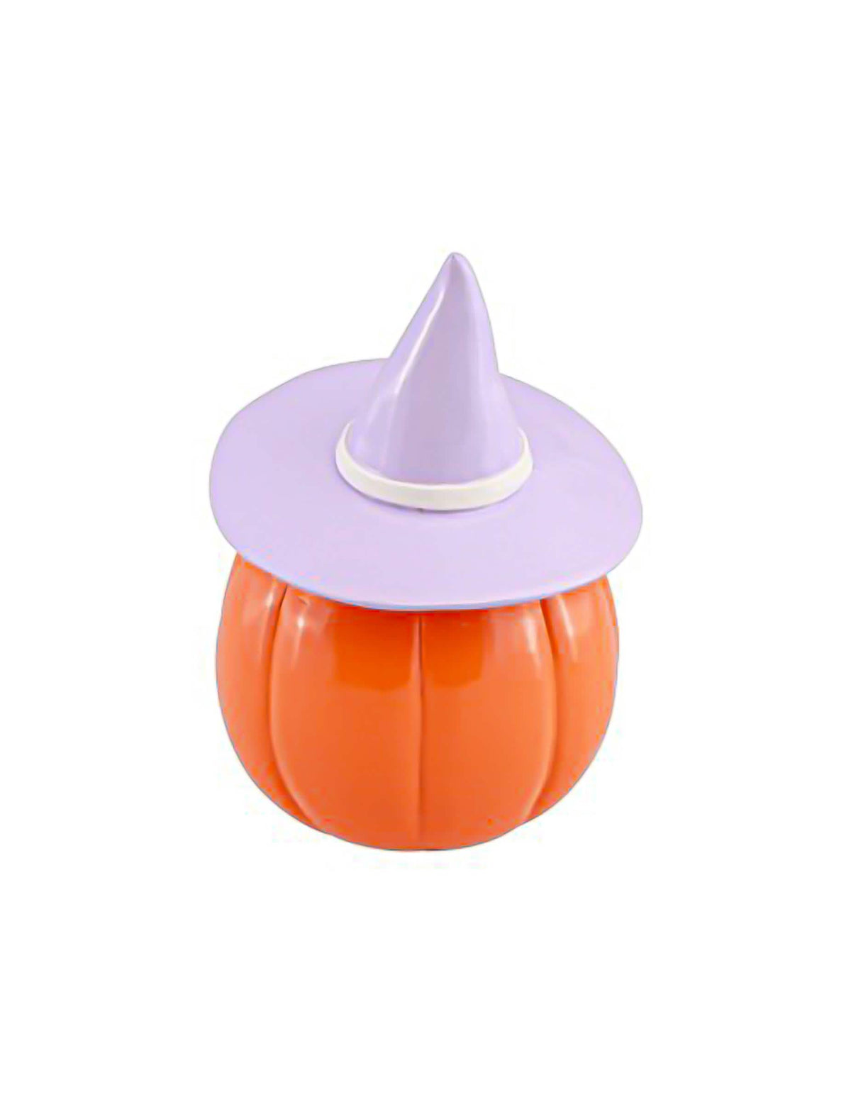 Oranssi hartsikurpitsa liilalla hatulla 17 cm