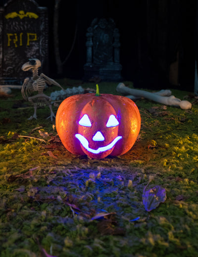 Valaiseva glitter-koristeltu Halloween-kurpitsa 17 cm