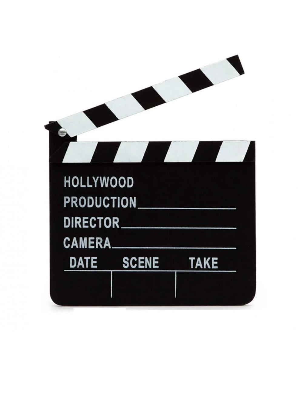 Clapper board cinéma noir et blanc avec inscriptions Hollywood