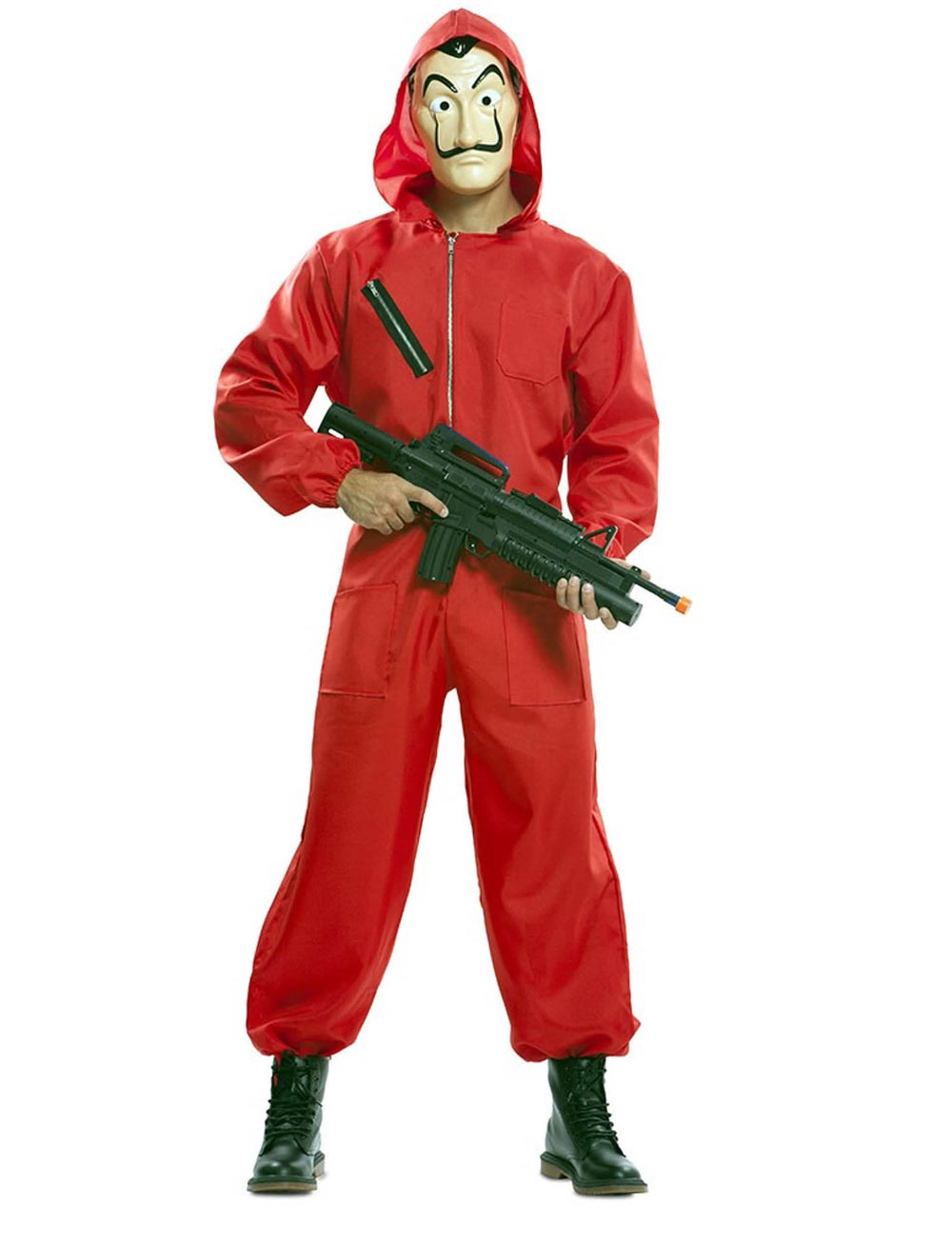 Puvun ja maskin luksuspakkaus La Casa de Papel aikuiset punainen