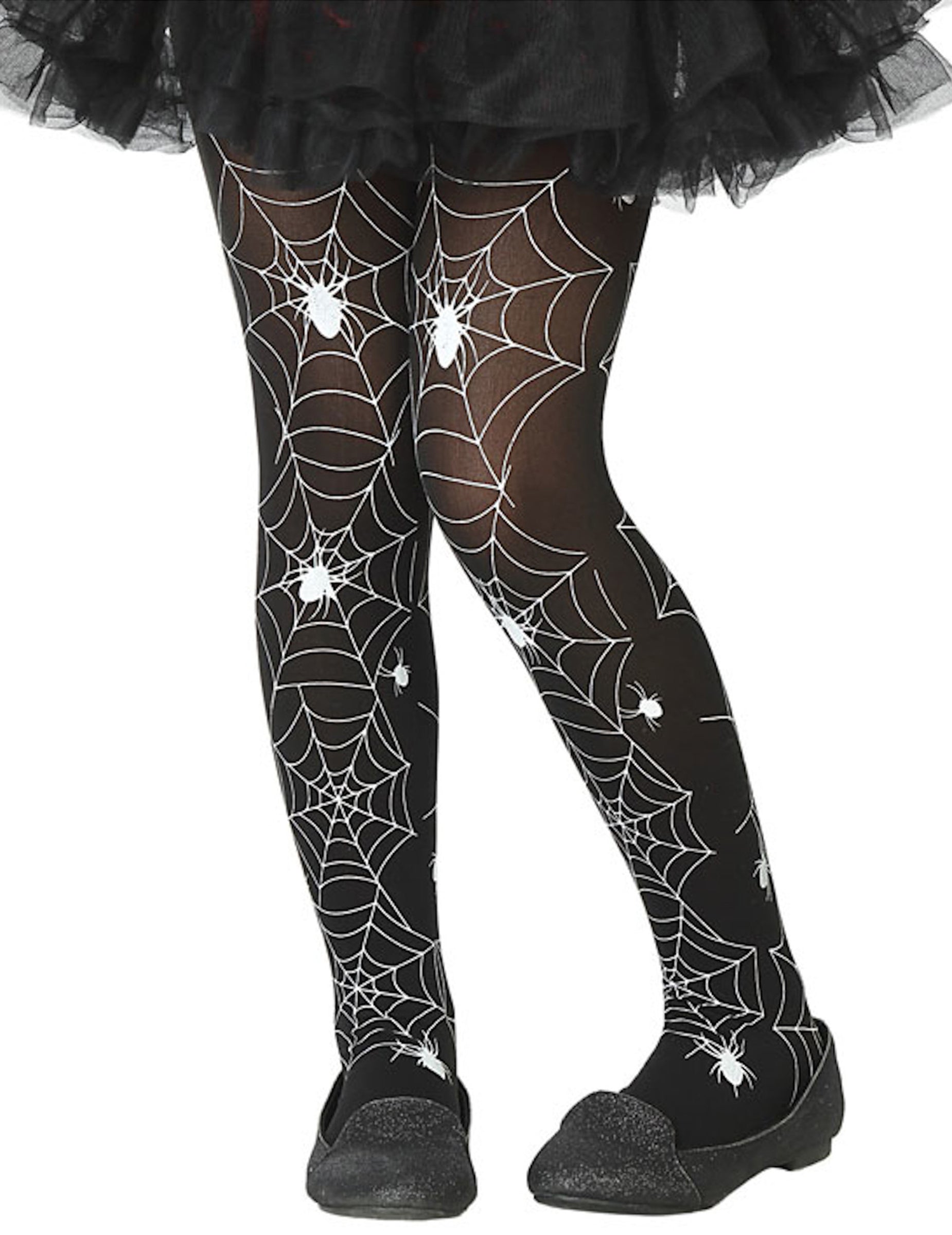 Collant toile d'araignée pour enfant noir et blanc