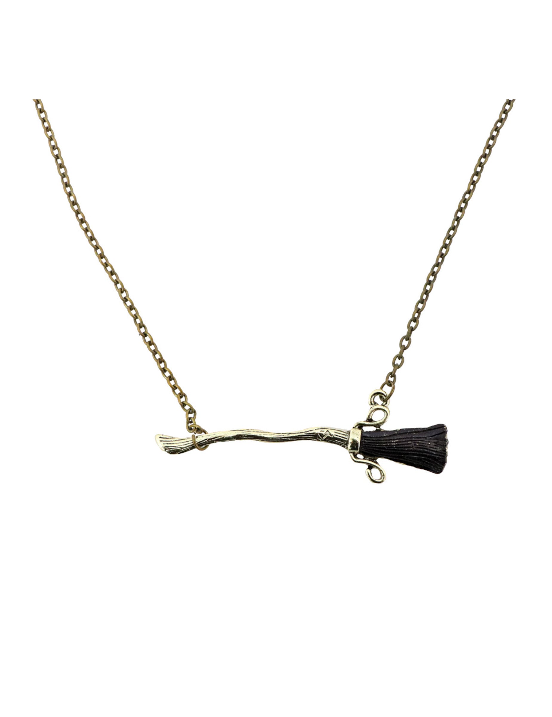 Collier balai de sorcier pour adulte doré et marron