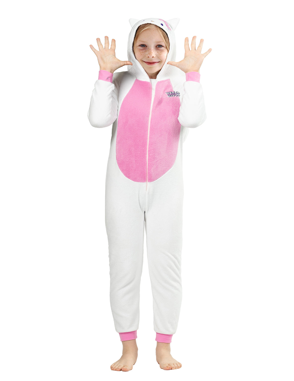 Combinaison Hello Kitty™ pour enfant blanc et rose avec capuche