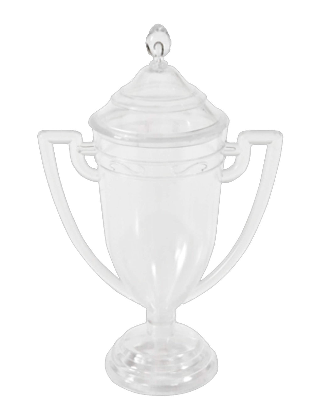 Contenant en forme de coupe de vainqueur en plastique transparent