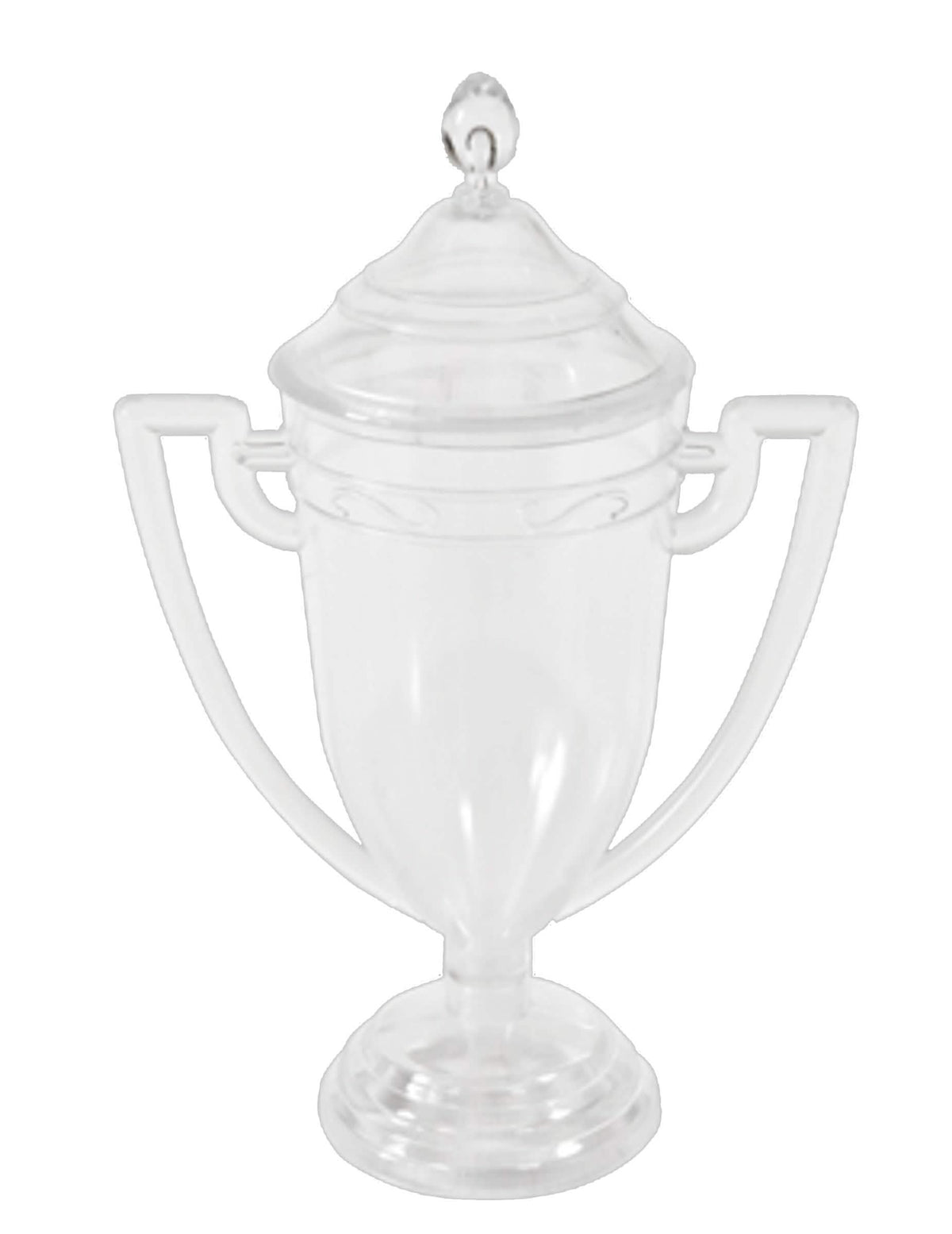 Contenant en forme de coupe de vainqueur en plastique transparent