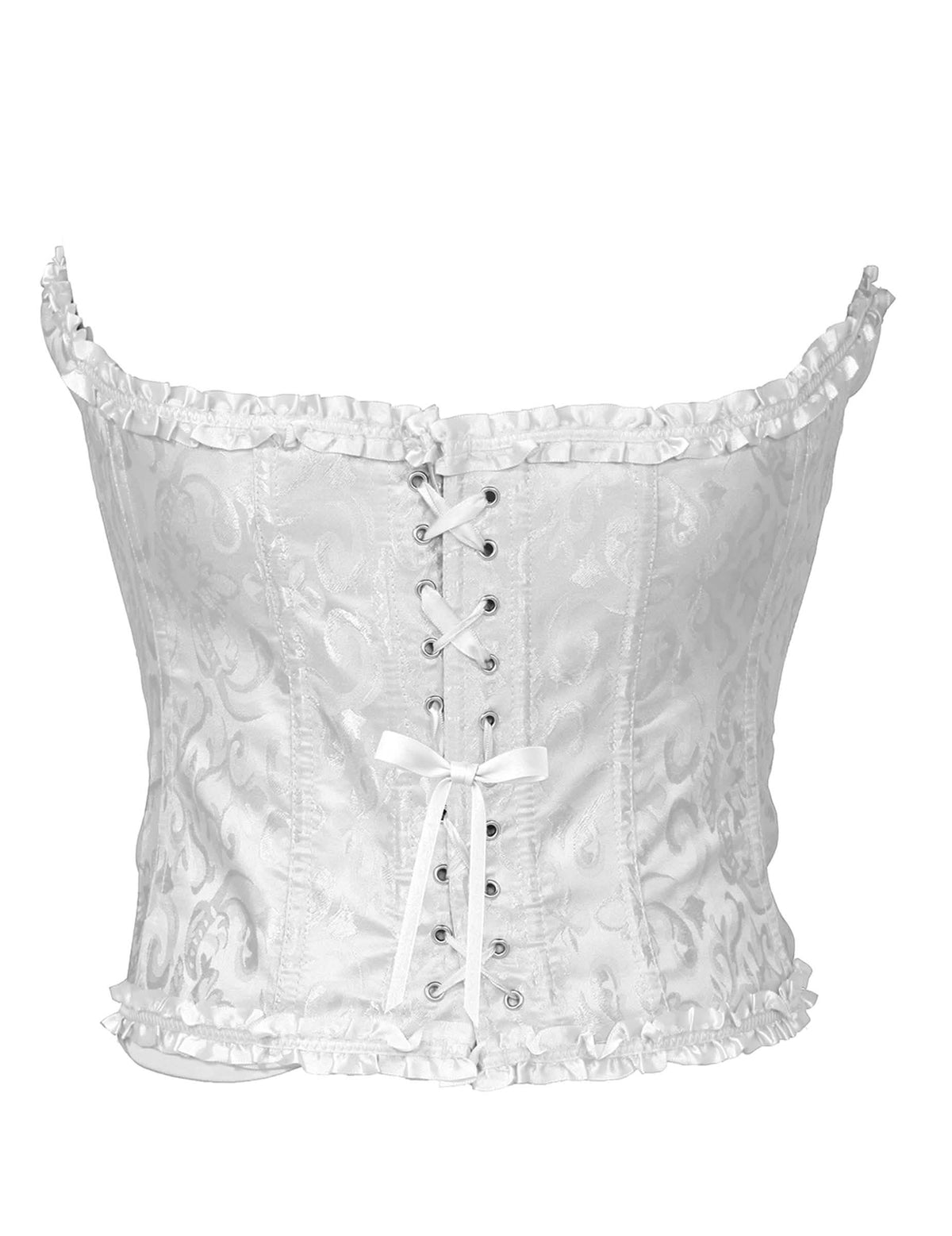 Valkoinen barokkityylinen nyörikorsetti naisille