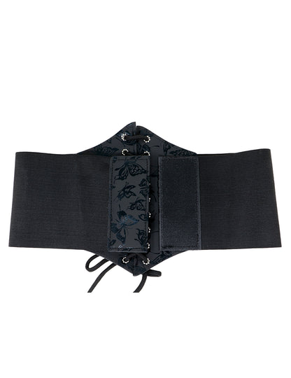 Détail du système de fermeture à scratch du corset élastique motif papillon