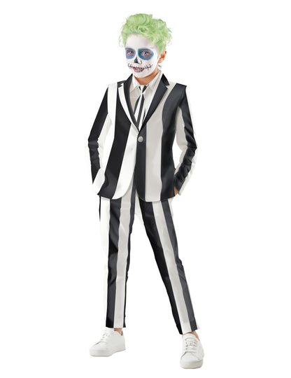 Vue d'ensemble du costume de fantôme à rayures pour enfant