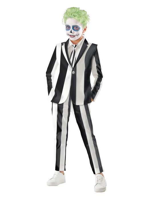 Vue d'ensemble du costume de fantôme à rayures pour enfant