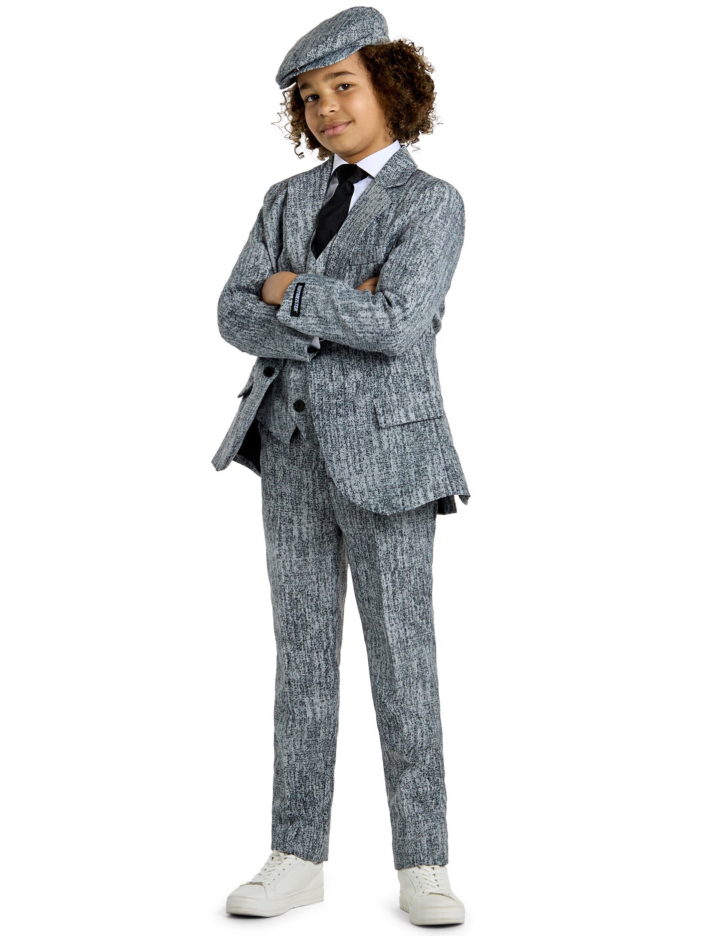 Costume Mr. Années 20 Gangster pour enfant gris avec casquette assortie