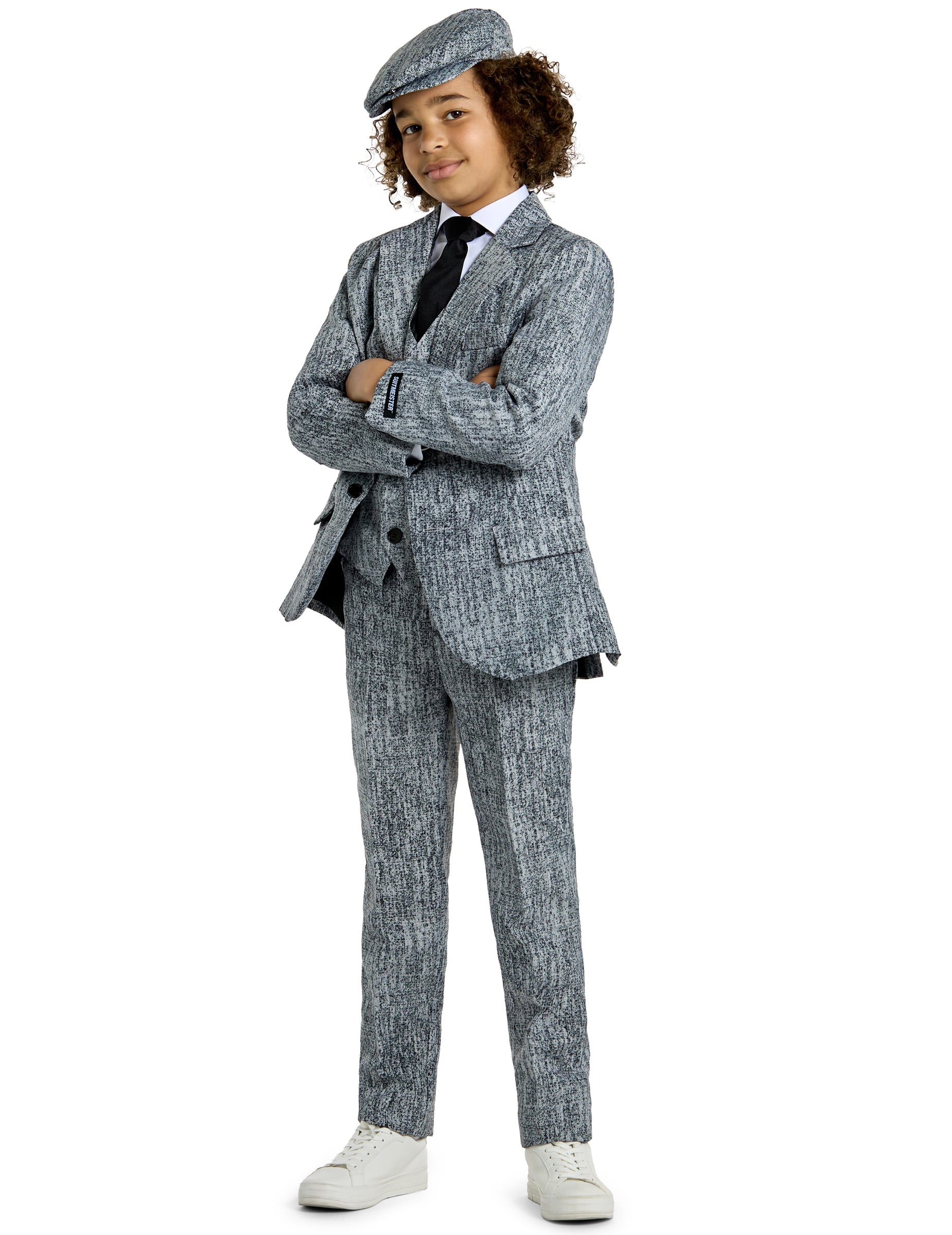 Costume Mr. Années 20 Gangster pour enfant gris avec casquette assortie
